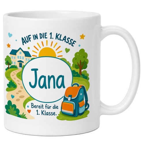 Tasse »Auf in die 1. Klasse Jana«