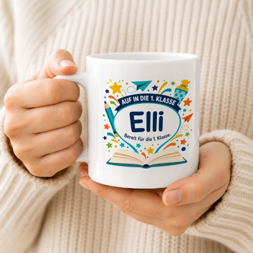 Tasse »Auf in die 1. Klasse Eli Bereit für die 1. Klasse.«