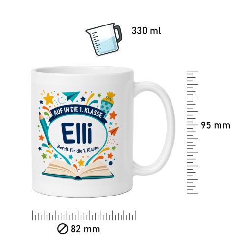 Tasse »Auf in die 1. Klasse Eli Bereit für die 1. Klasse.«