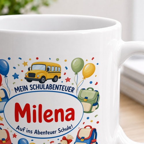 Tasse »Mein Schulabenteuer Milena Auf ins Abenteuer Schule!«