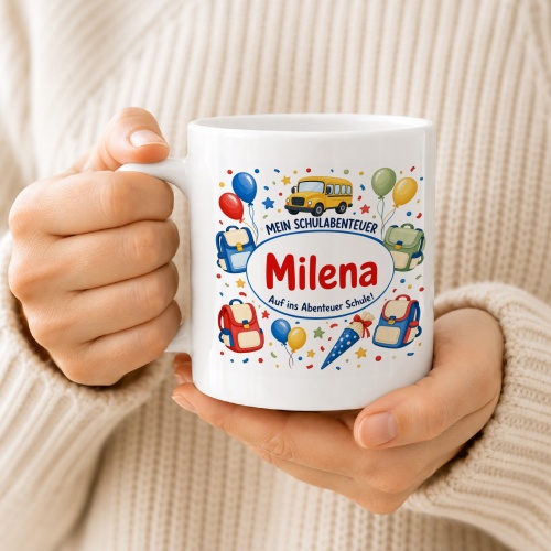 Tasse »Mein Schulabenteuer Milena Auf ins Abenteuer Schule!«