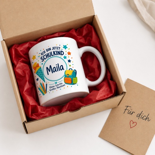 Tasse »Ich bin jetzt Schulkind Maila«