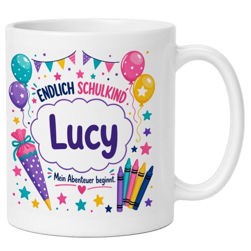 Tasse »Endlich Schulkind Lucy Mein Abenteuer...