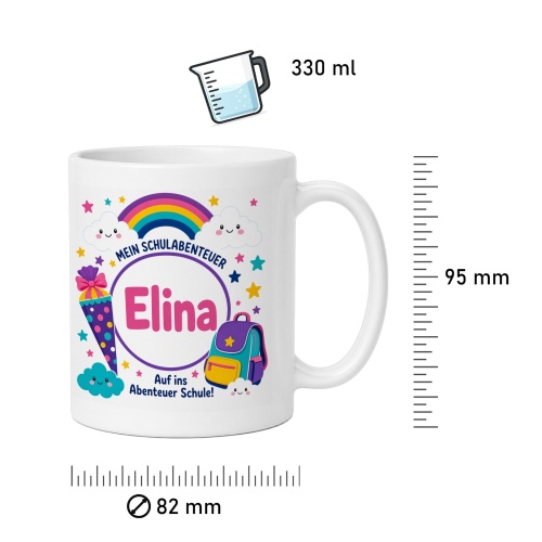 Tasse »Mein Schulabenteuer Elina Auf ins Abenteuer Schule!«