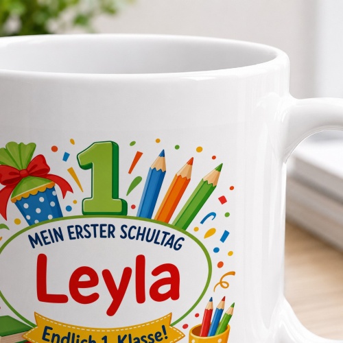 Tasse »Mein erster Schultag Leyla Endlich 1. Klasse!«