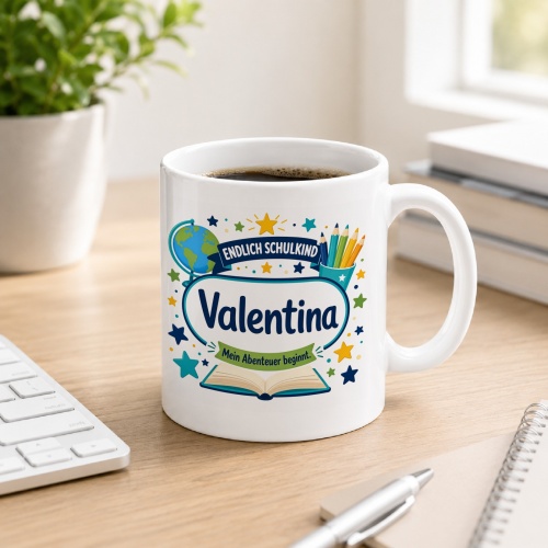 Tasse »Endlich Schulkind Valentina Mein Abenteuer...