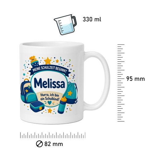 Tasse »Meine Schulzeit beginnt Melissa«