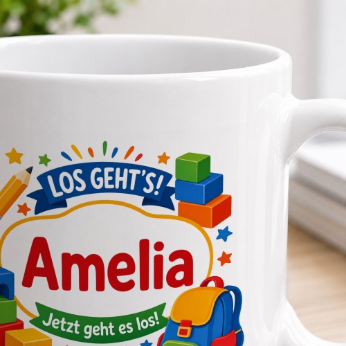 Tasse »Los gehts! Amelia Jetzt geht es los!«
