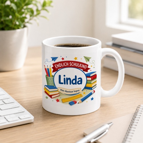 Tasse »Endlich Schulkind Linda Mein Abenteuer...
