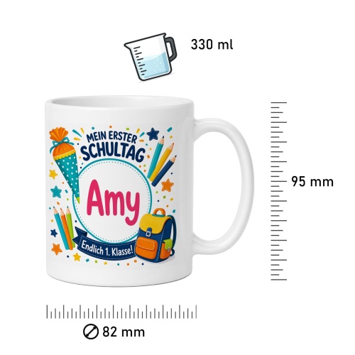Tasse »Mein erster Schultag Amy Endlich 1. Klasse!«