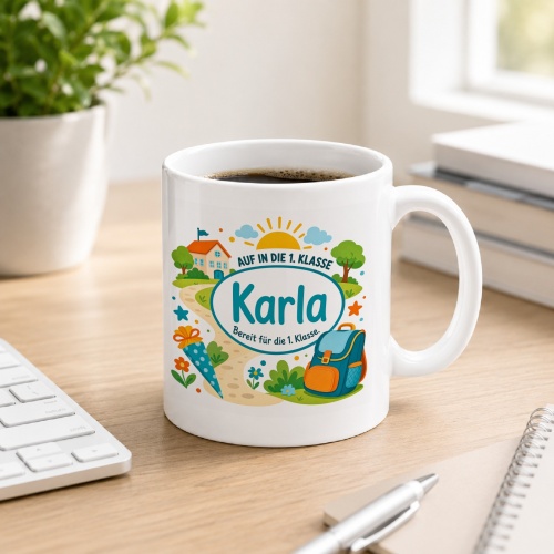 Tasse »Auf in die 1. Klasse Karla Bereit für...