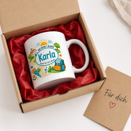 Tasse »Auf in die 1. Klasse Karla Bereit für die 1. Klasse«