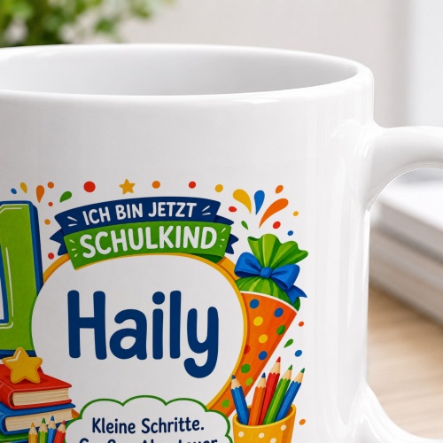 Tasse »Ich bin jetzt Schulkind Haily«
