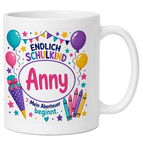 Tasse »Endlich Schulkind Amy Mein Abenteuer...