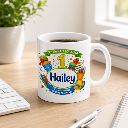 Tasse »Ich bin jetzt Schulkind 1 Hailey«