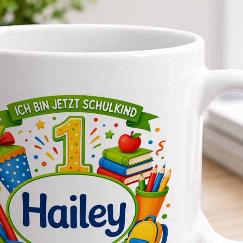 Tasse »Ich bin jetzt Schulkind 1 Hailey«