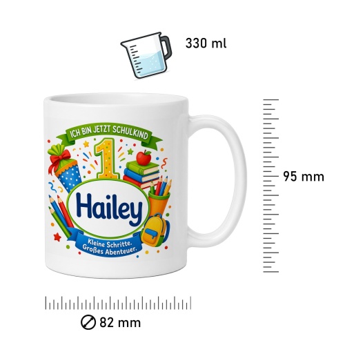 Tasse »Ich bin jetzt Schulkind 1 Hailey«