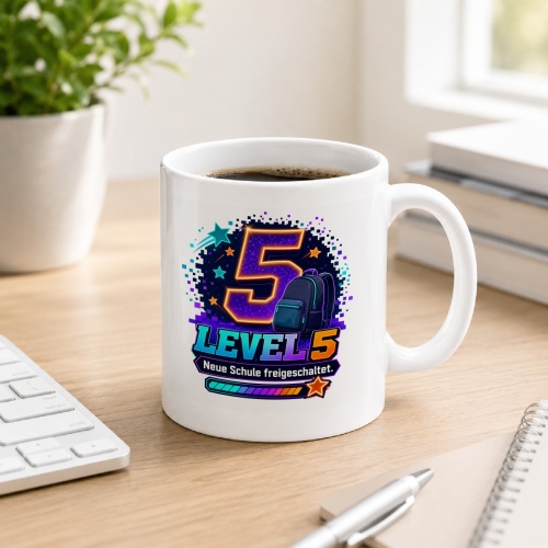 Tasse »5 Level 5 Neue Schule freigeschaltet.«