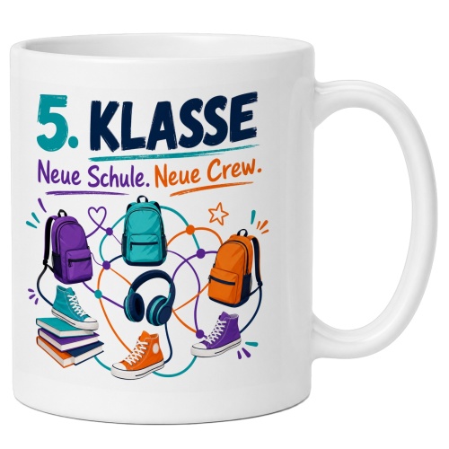 Tasse »5. Klasse Neue Schule. Neue Crew.«