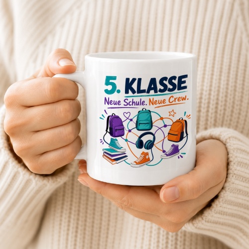 Tasse »5. Klasse Neue Schule. Neue Crew.«