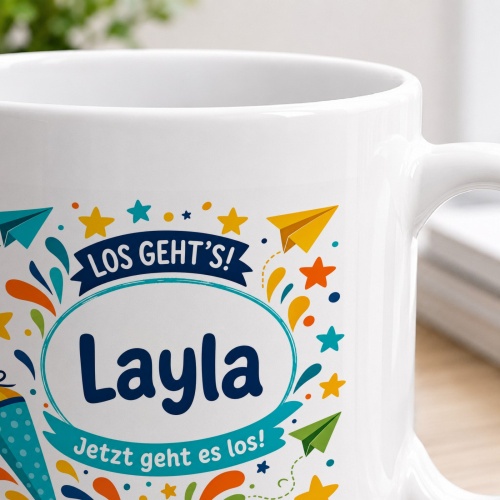 Tasse »Los gehts! Layla Jetzt geht es los!«