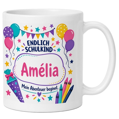 Tasse »Endlich Schulkind Amélia Mein...