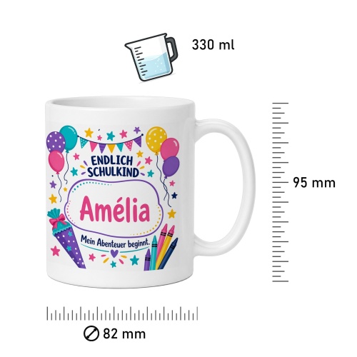 Tasse »Endlich Schulkind Amélia Mein Abenteuer beginnt«