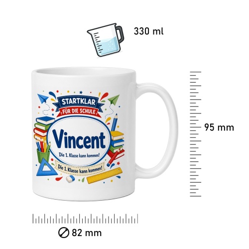 Tasse »Startklar für die Schule Vincent«
