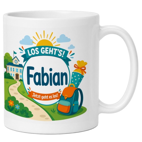 Tasse »Los gehts! Fabian Jetzt geht es los!«