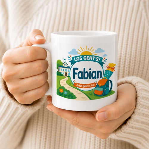 Tasse »Los gehts! Fabian Jetzt geht es los!«