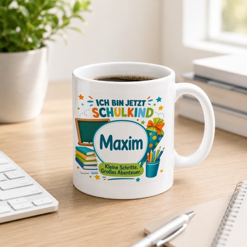 Tasse »Ich bin jetzt Schulkind Maxin«