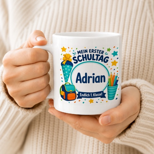 Tasse »Mein erster Schultag Adrian Endlich 1. Klasse!«
