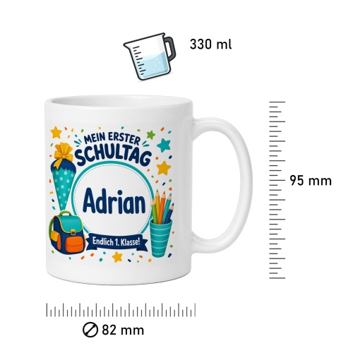 Tasse »Mein erster Schultag Adrian Endlich 1. Klasse!«