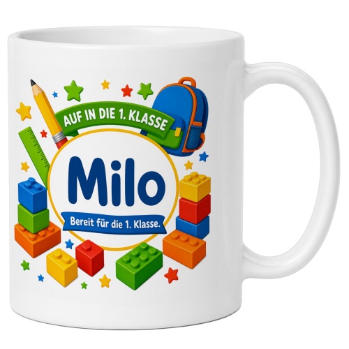 Tasse »Auf in die 1. Klasse Milo«