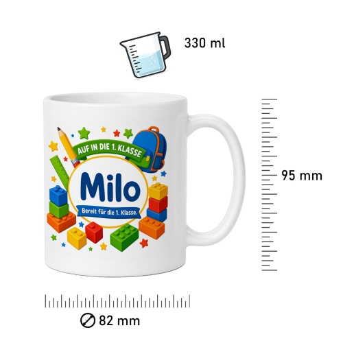 Tasse »Auf in die 1. Klasse Milo«
