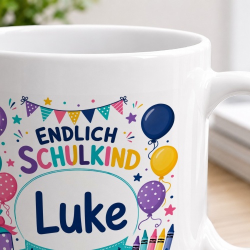Tasse »Endlich Schulkind Luke Mein Abenteuer beginnt.«