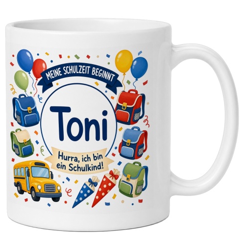 Tasse »Meine Schulzeit beginnt Toni«