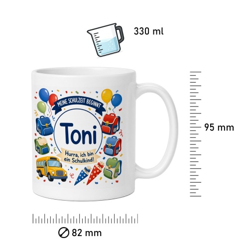 Tasse »Meine Schulzeit beginnt Toni«