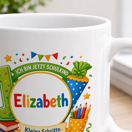 Tasse »Ich bin jetzt Schulkind Elizabeth«