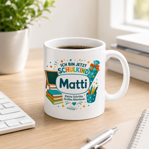 Tasse »Ich bin jetzt Schulkind Matti«
