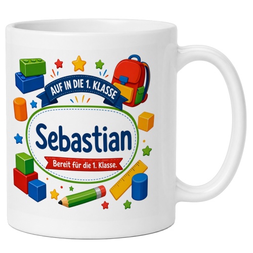 Tasse »Auf in die 1. Klasse Sebastian«