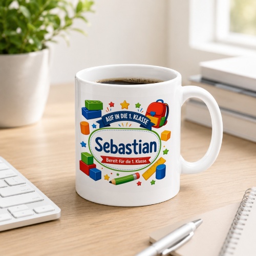 Tasse »Auf in die 1. Klasse Sebastian«