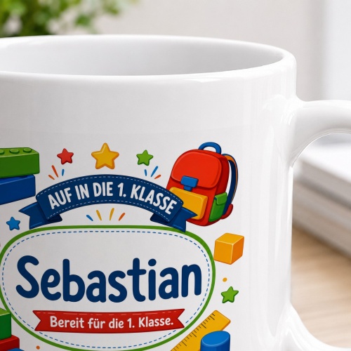 Tasse »Auf in die 1. Klasse Sebastian«