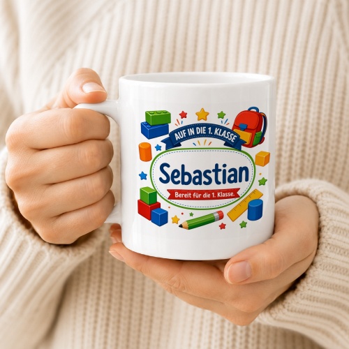 Tasse »Auf in die 1. Klasse Sebastian«
