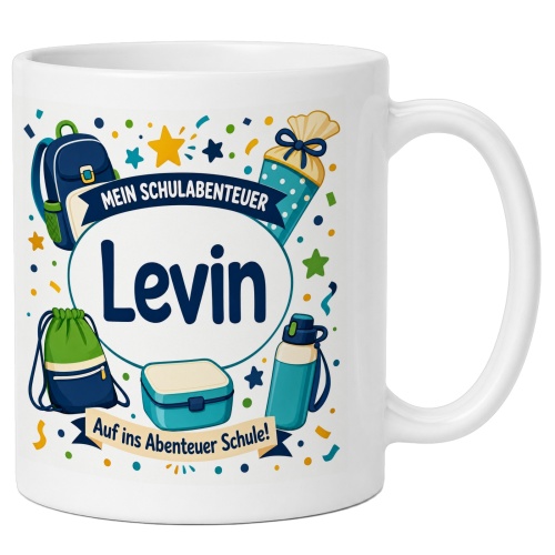 Tasse »Mein Schulabenteuer Levin Auf ins Abenteuer...