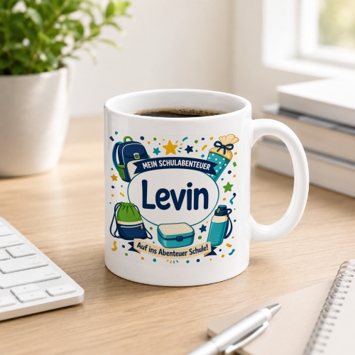 Tasse »Mein Schulabenteuer Levin Auf ins Abenteuer...