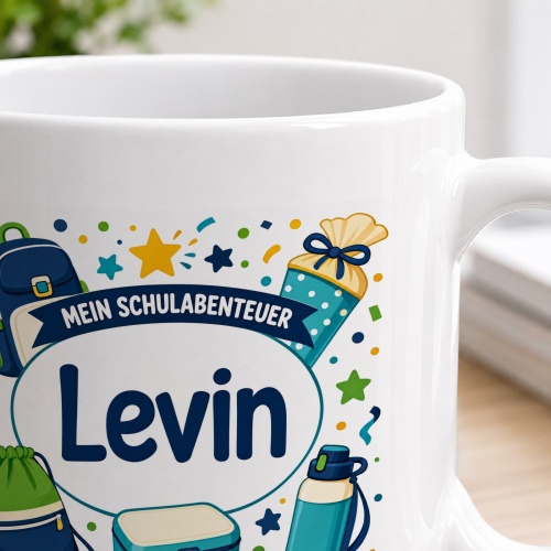 Tasse »Mein Schulabenteuer Levin Auf ins Abenteuer Schule!«