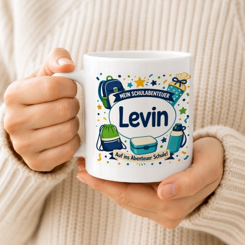 Tasse »Mein Schulabenteuer Levin Auf ins Abenteuer Schule!«