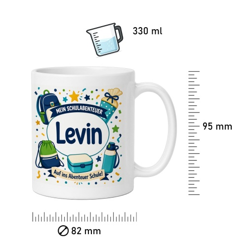 Tasse »Mein Schulabenteuer Levin Auf ins Abenteuer Schule!«