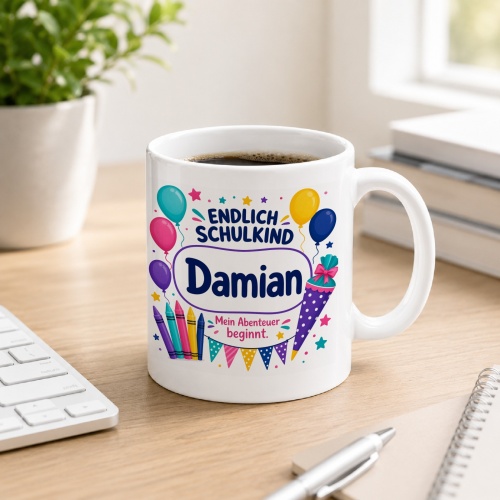Tasse »Endlich Schulkind Damian Mein Abenteuer...